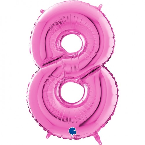Number 8 Fuschia 26" (Unpackaged) Foil Balloon GRABO 