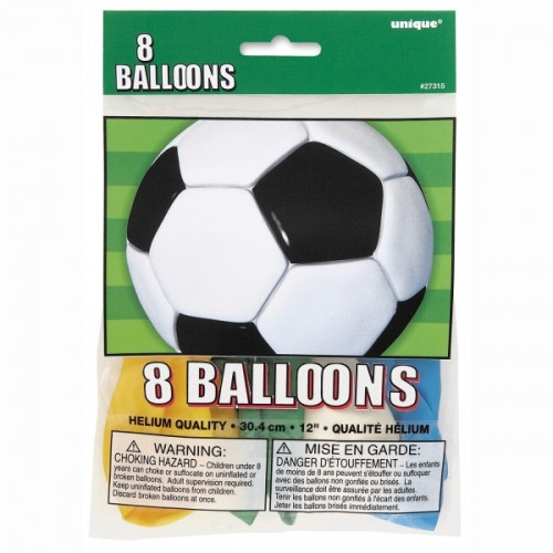 3-D Soccer 12'' Balloons Printed 1 Side 8 CT.