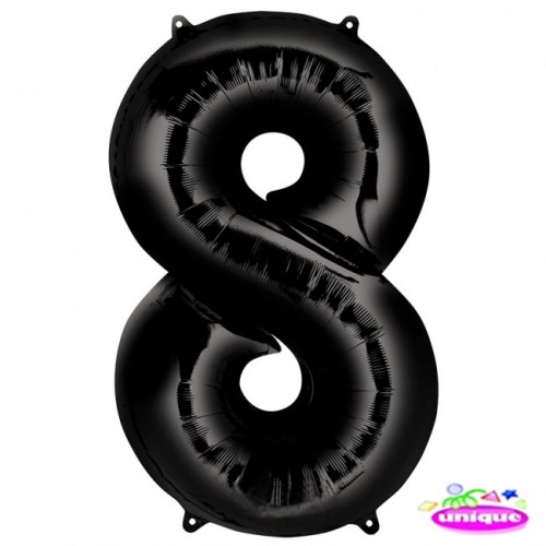 34" Black Number 8 foil balloon