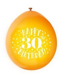 Happy 30th Birthday 9" Latex Air Fill Balloon - Assorted Colours, Printed 1 Side - 10ct.