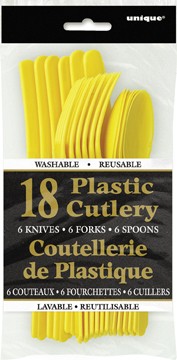 Sunflower Yellow Plastic Cutlery Assorted 18 CT.