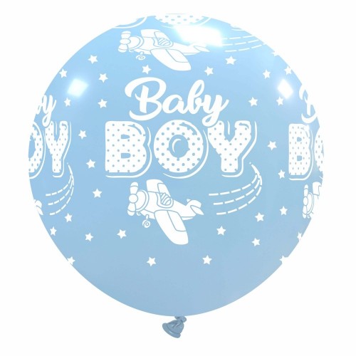 32" Baby Boy with Planes Latex Balloon 1Ct