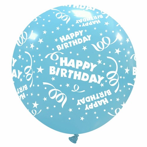 32" Sky Blue Happy Birthday Latex Balloon 1Ct