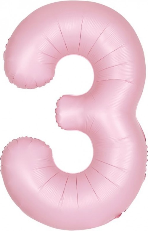 34" Matte Lovely Pink Number 3 Foil Balloon