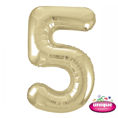 34" Gold Number 5 Foil Balloon 