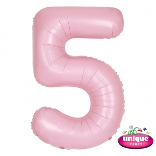 34" Matte Lovely Pink Number 5 Foil Balloon