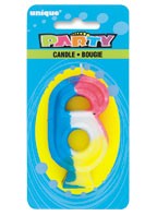RAINBOW NUMERAL 6 CANDLE Pack of 6