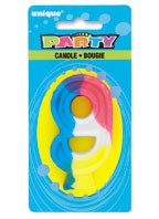 RAINBOW NUMERAL 9 CANDLE Pack of 6