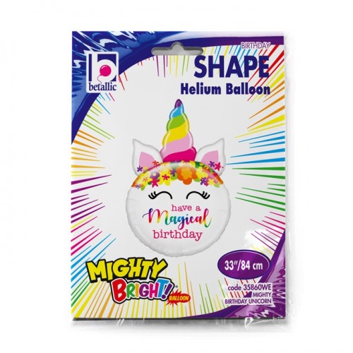 Mighty Birthday Unicorn 33" Supershape Foil Balloon
