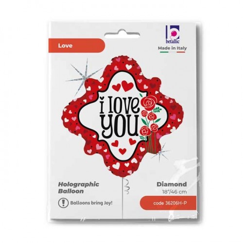 I Love You Hearts & Roses 18" Foil Balloon