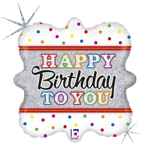 Happy Birthday To You White With Dots 18" Foil Balloon