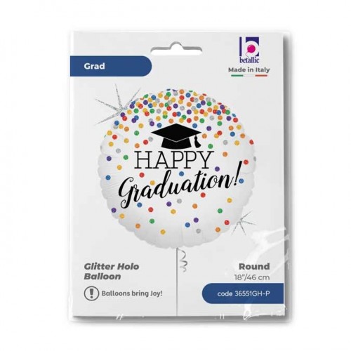 Glittering Grad Confetti 18" Foil Balloon 