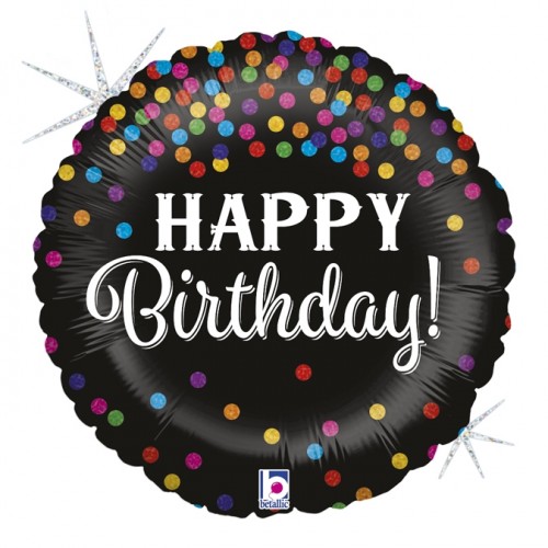 18" Happy Birthday Glittering Confetti Foil Balloon