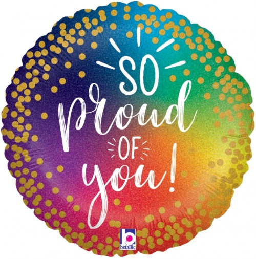 Multi-Coloured With Gold Dots " So Proud Of You" 18" Foil Balloon