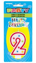NUMERAL 2 GLITTER CANDLE WITH CAKE DECOR (Pack of 6)