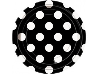 Midnight Black. Dots 7'' Plates 8 CT.