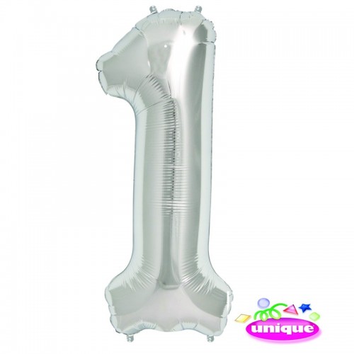 34" Silver Number 1 -  Foil Balloon