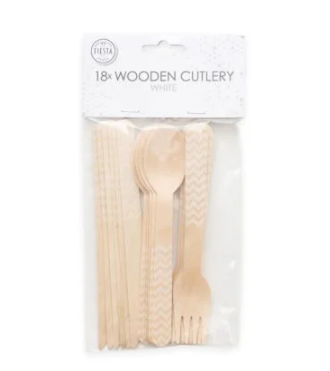 Wooden Cutlery FSC – White 18 PCS 