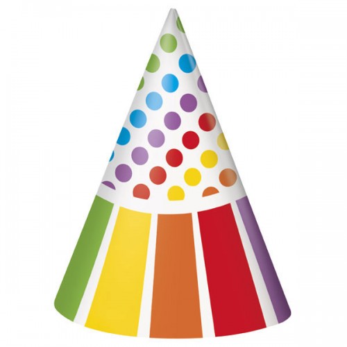 Rainbow Birthday Party Hats 8CT