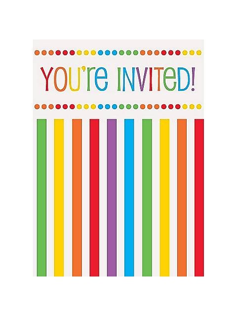 Rainbow Birthday Invitations 8CT