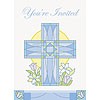 Sacred Cross Blue Invitations