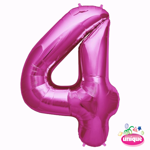 34" Pink Number 4 foil balloon