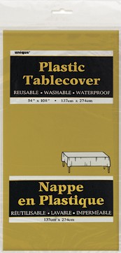 Gold Plastic Tablecover 54"x108"