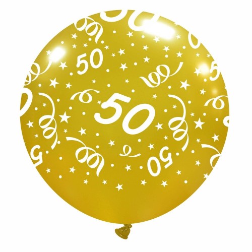 50th Anniversary 32" Gold Metallic Latex Balloon 1ct