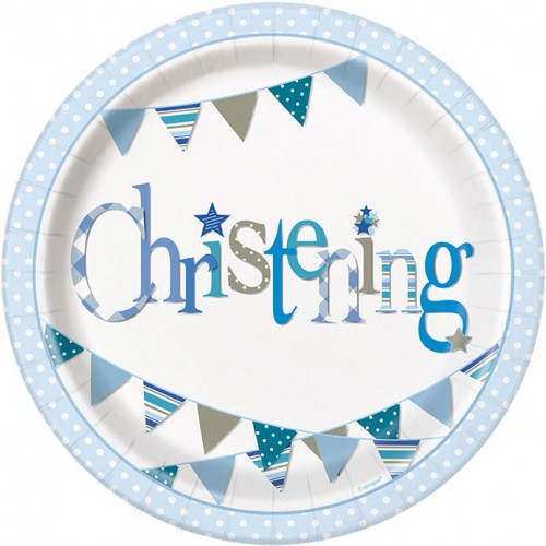 Christening Blue 9" Plates 8CT.