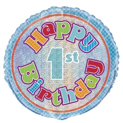 Happy 1st Birthday Prismatic 18" Foil Balloon
