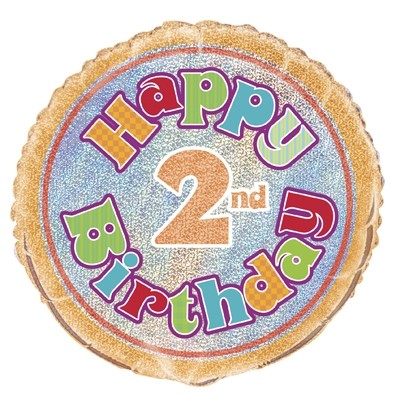 Happy 2nd Birthday Prismatic 18" Foil Balloon