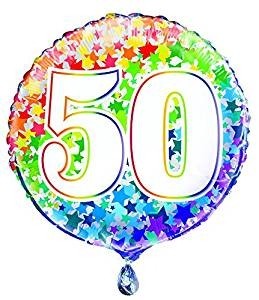 Age 50 - Rainbow Stars - 18" Foil Balloon