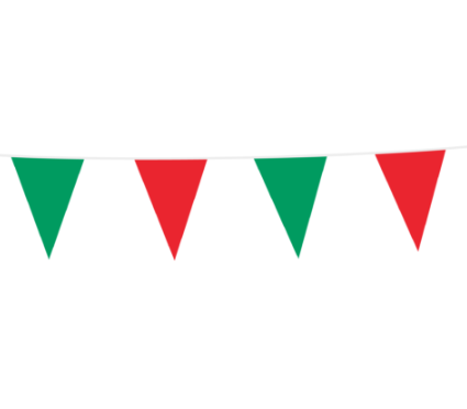 Flag Banner Bunting PE 10M Green & Red