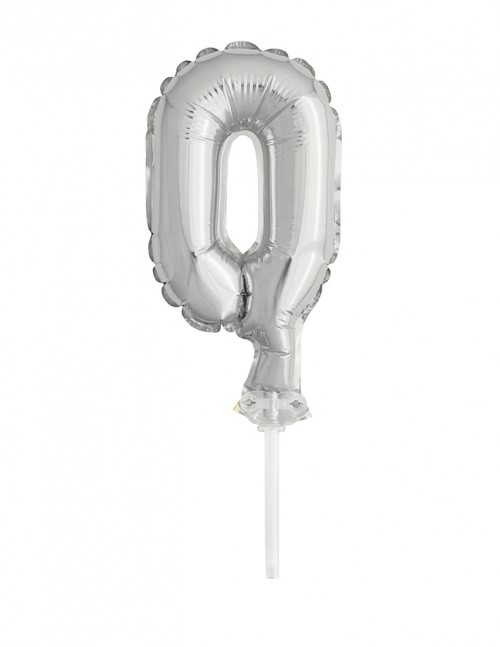 5" Silver Numeral 0 Balloon Cake Topper