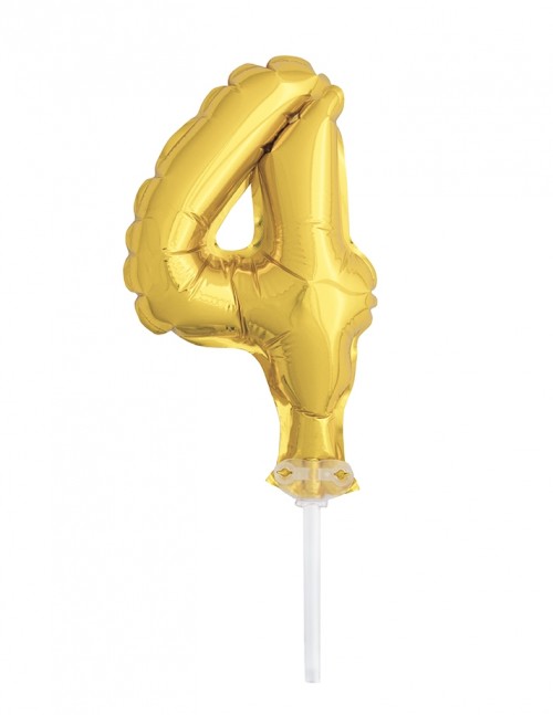 5" Gold Numeral 4 Balloon Cake Topper