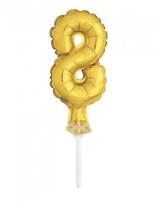5" Gold Numeral 8 Balloon Cake Topper