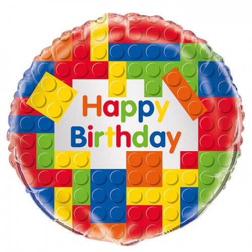 Building Blocks Happy Birthday 18" Foil Balloon
