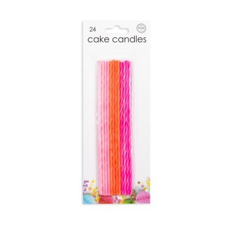 24 Extra Long Pink Cake Candles