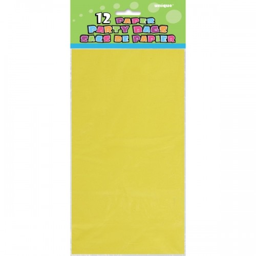 Paper Party Bag Yellow 12ct