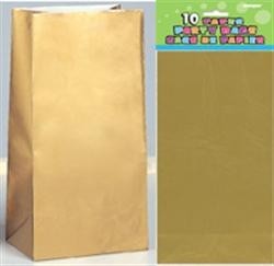 Paper Party Bags - Gold Metallic 10ct