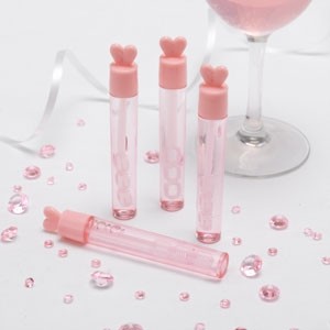 Heart Tube Bubbles - Pink - 24ct
