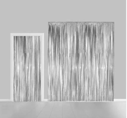 Party Curtain Flame Retardent Silver