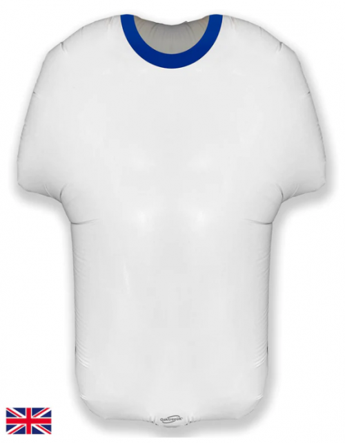 24" Sports Shirt White & Blue Metallic Super Shape Foil Balloon