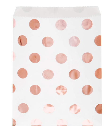 Rose Gold Dots Paper Treat Bags 8ct
