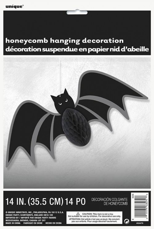 Bat Honeycomb Hanging Swirl Decoration 14"
