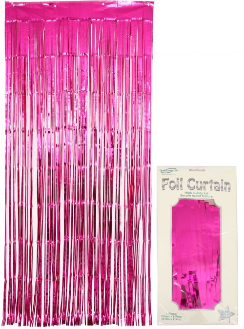 Foil Door Curtain 0.90m x 2.40m Metallic Fuchsia