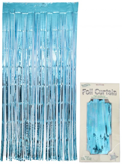 Foil Door Curtain 0.90m x 2.40m Metallic Light Blue