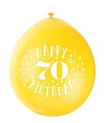 Happy 70th Birthday 9" Latex Air Fill Balloon - Assorted Colours, Printed 1 Side - 10ct.