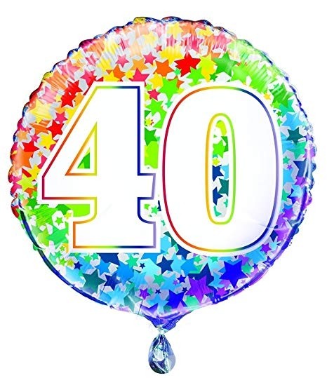 Age 40 - Rainbow Stars - 18" Foil Balloon