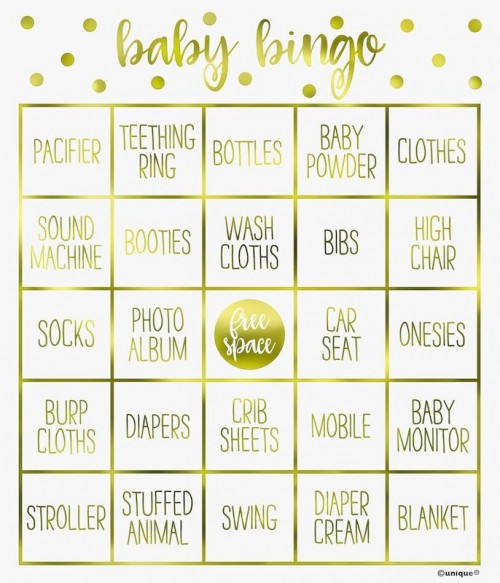 "Hello Baby" Gold Bingo Game